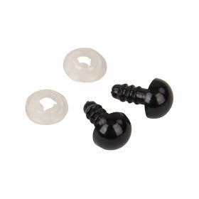   Műanyag biztonsági szem alátétkoronggal, 8mm ø, fekete, 10 db/csomag