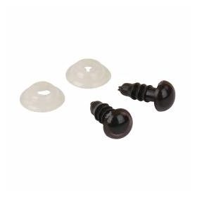   Műanyag biztonsági szem alátétkoronggal, 6mm ø, sötétbarna, 10 db/csomag