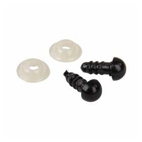   Műanyag biztonsági szem alátétkoronggal, 6mm ø, fekete, 10 db/csomag