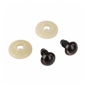   Műanyag beszúrható állatszem, alátétkoronggal, sötétbarna, 9 mm, 10 db/csomag